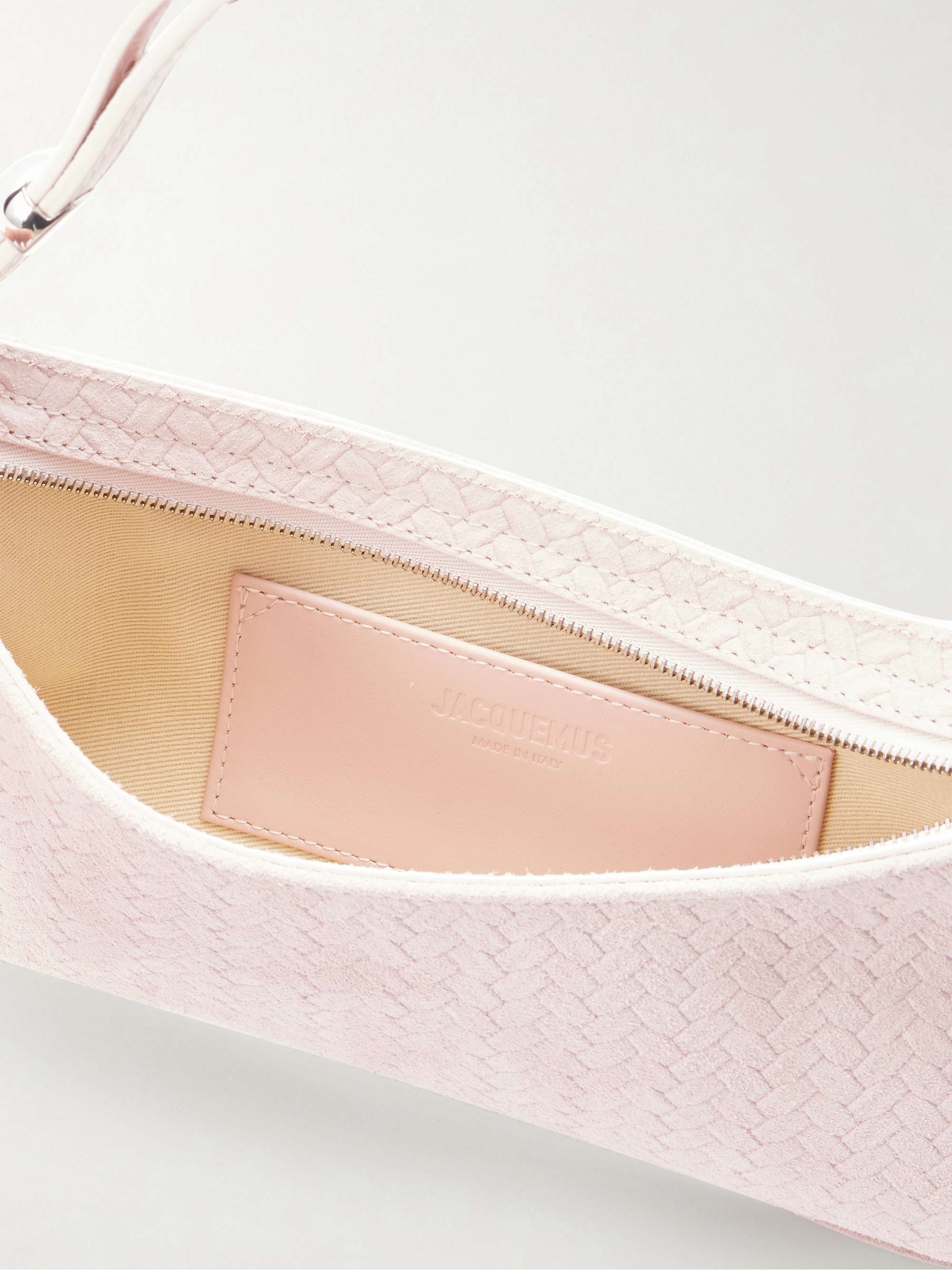 JACQUEMUS Le Bisou embellished woven suede shoulder bag | NET-A-PORTER