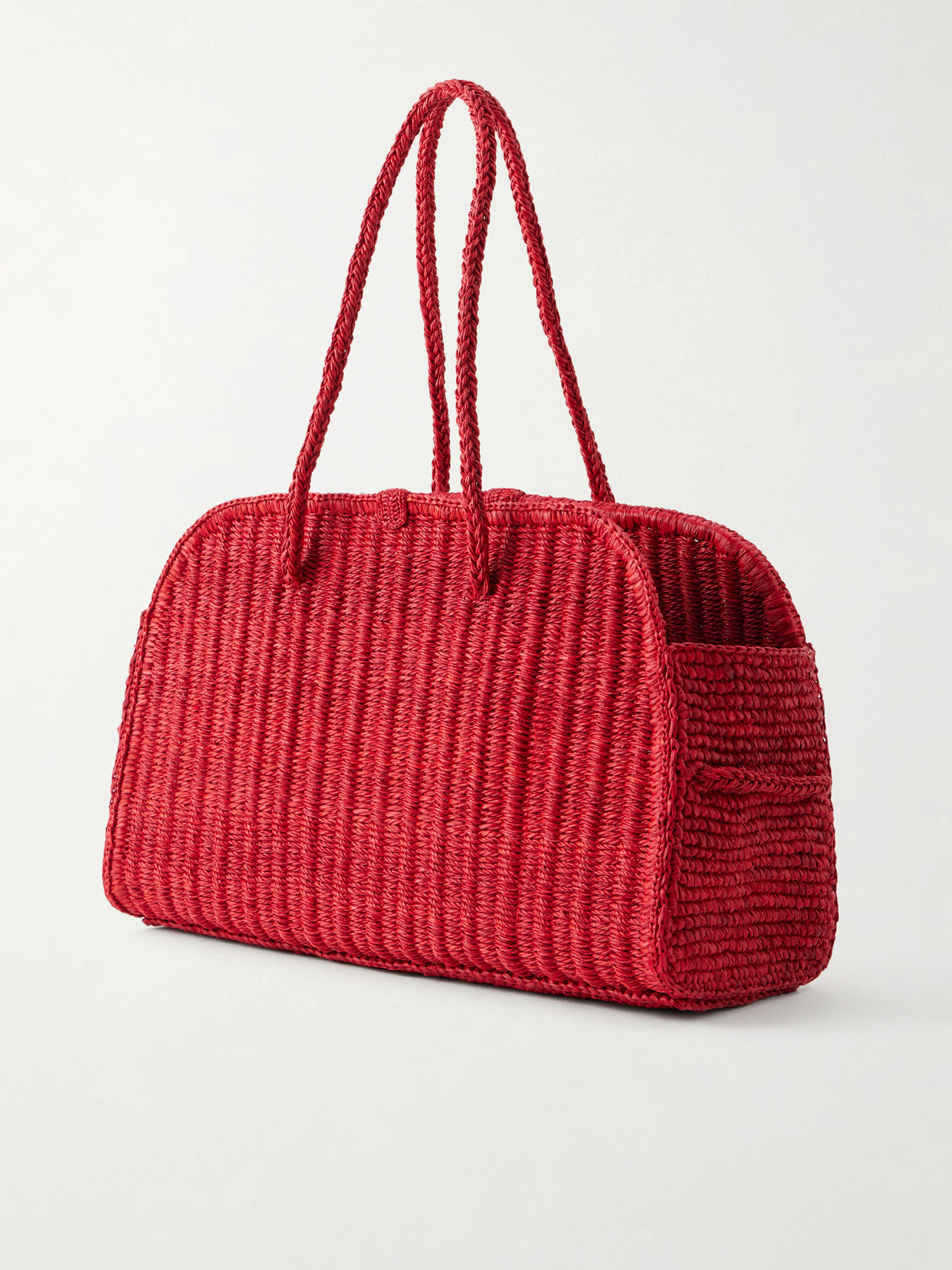 Jacquemus Medium Le Turismo Raffia Shoulder Bag In Burgundy