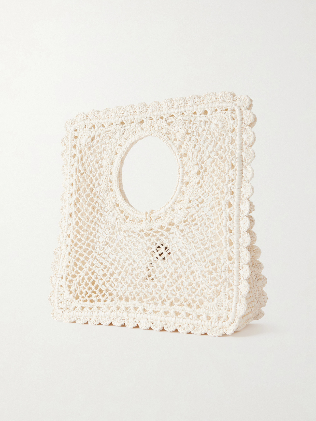 Jacquemus La Spiaggia Embellished Lace-raffia Bag In White