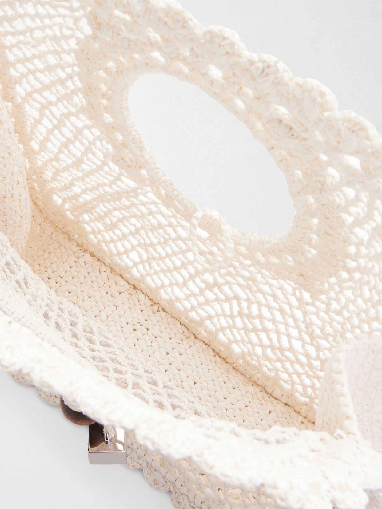 Jacquemus La Spiaggia Embellished Lace-raffia Bag In White