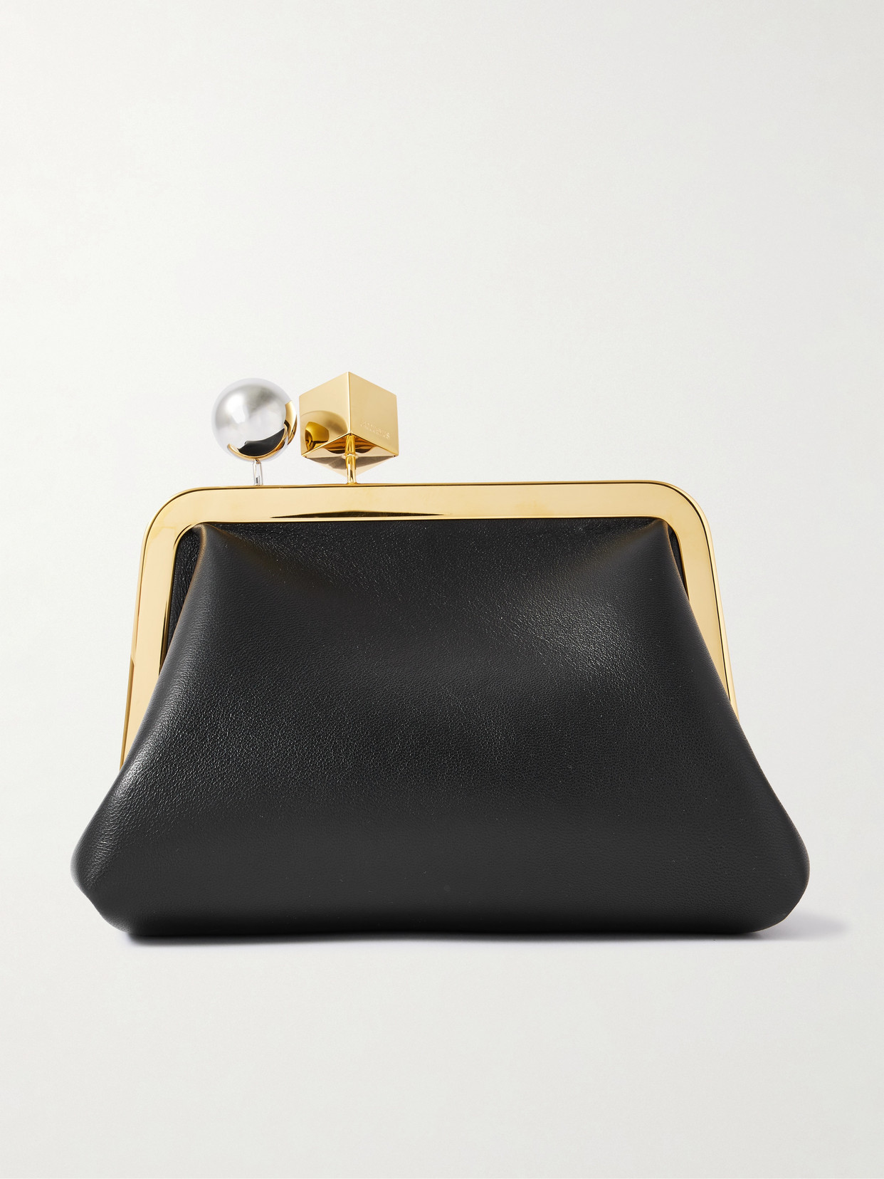 Jacquemus Le Berlingot Embellished Textured-leather Clutch In Black