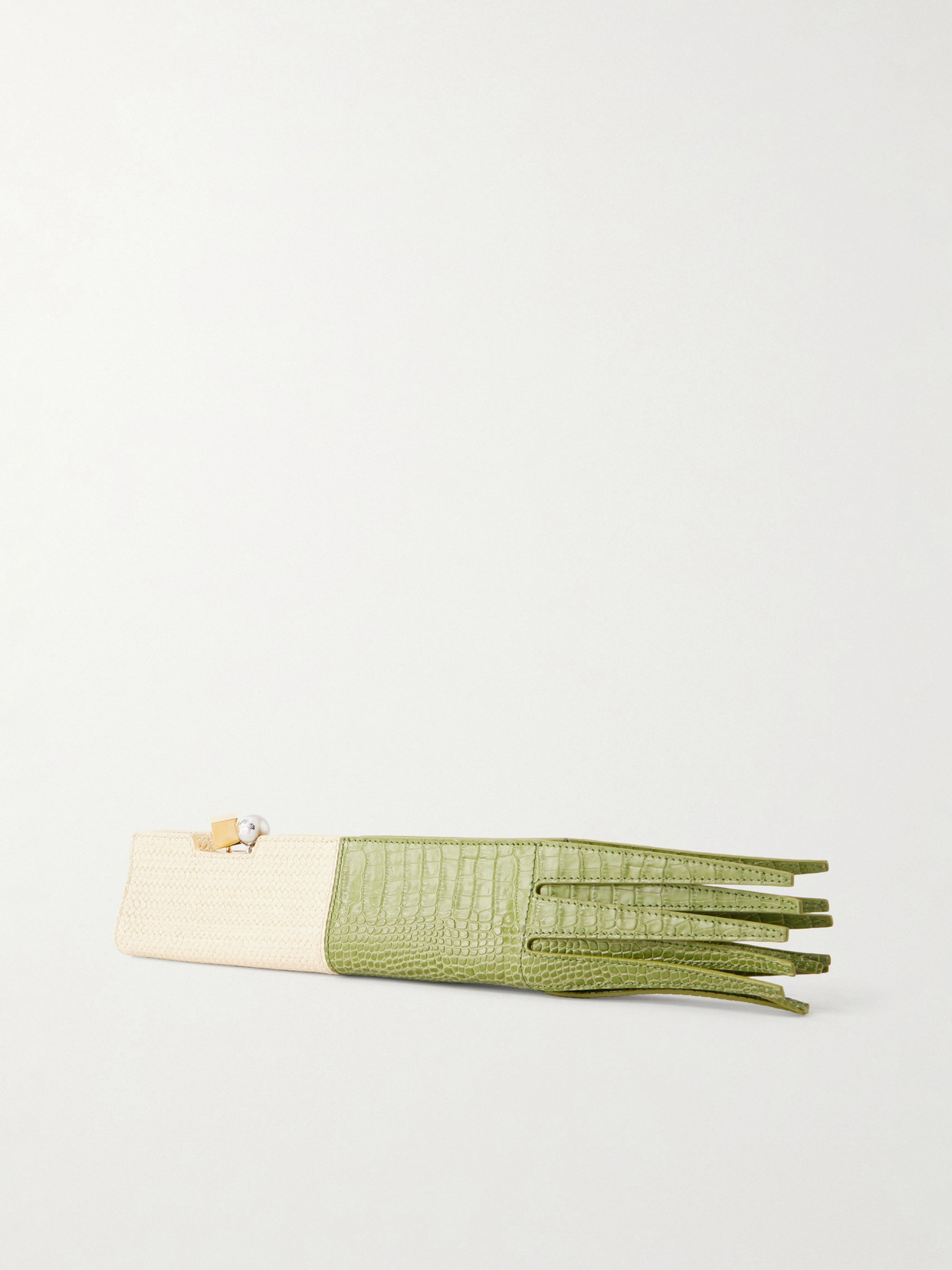 Jacquemus Poireau Fringed Textured-leather Clutch In Multi