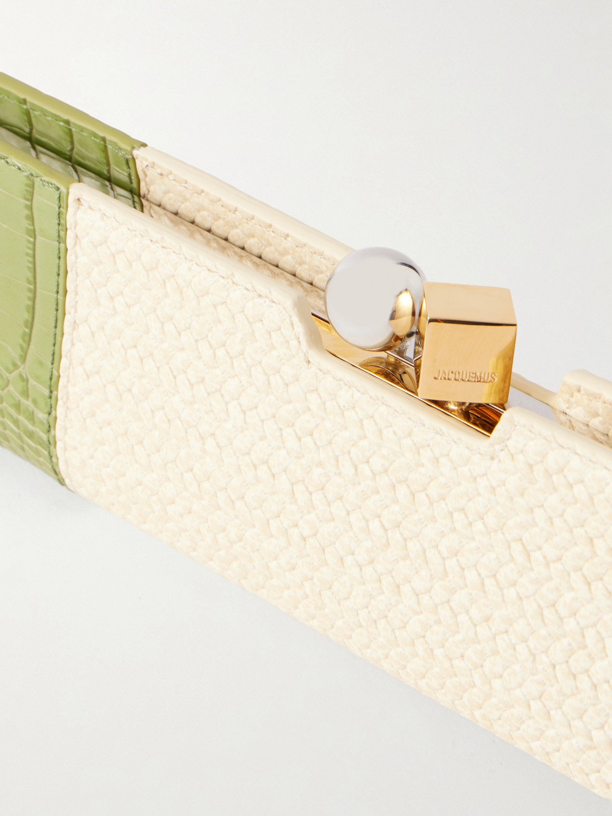 Jacquemus Poireau Fringed Textured-leather Clutch In Multi