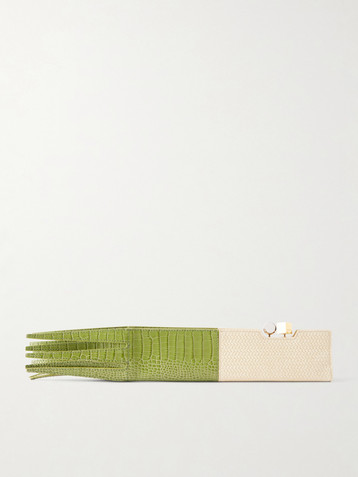Jacquemus Poireau fringed textured-leather clutch
