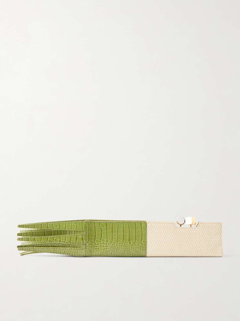 Jacquemus Poireau Fringed Textured-leather Clutch