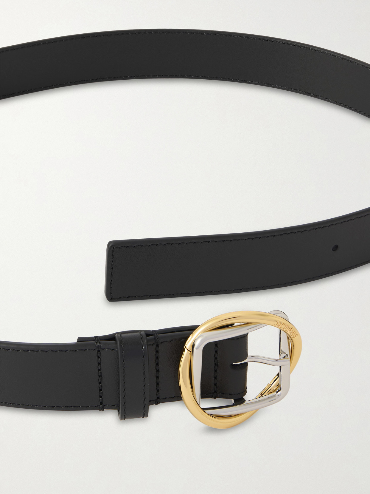 Jacquemus Salon Leather Belt Slim Adjustable Design In Black
