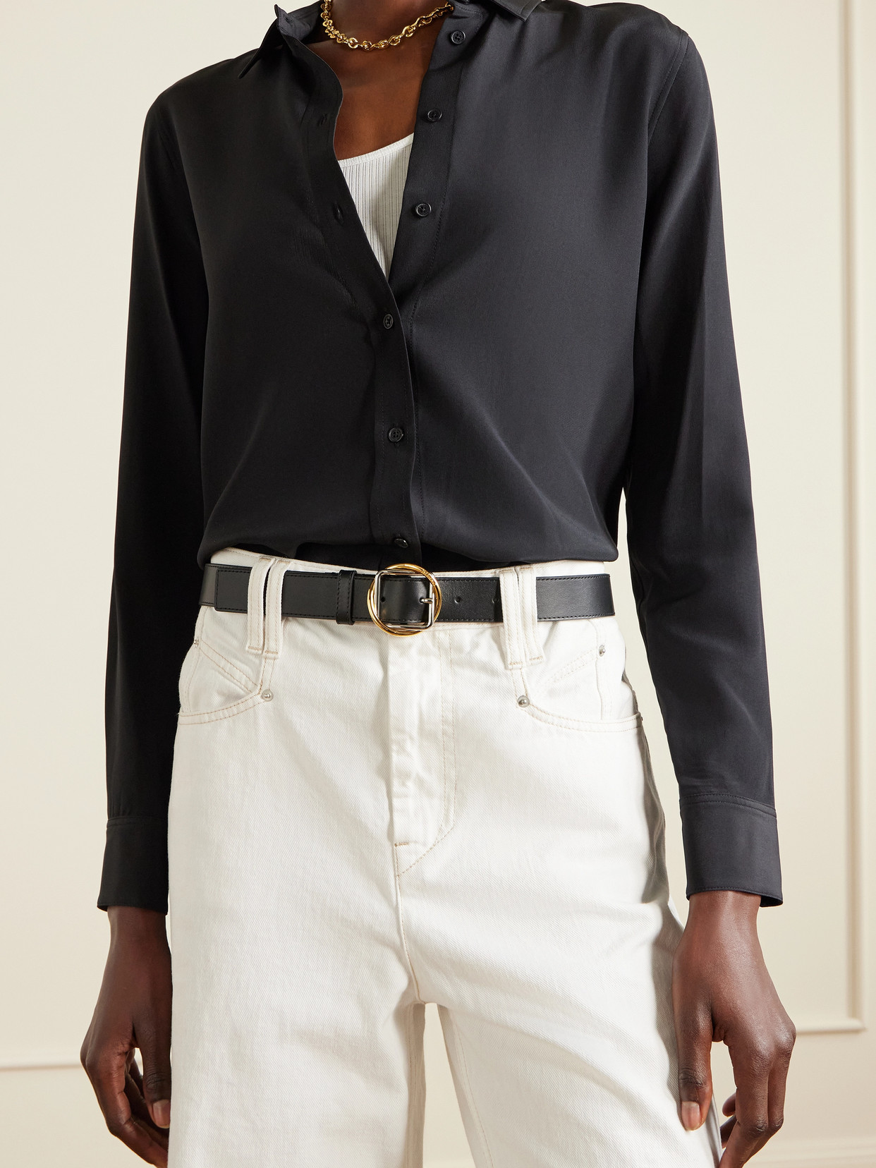 Jacquemus Salon Leather Belt Slim Adjustable Design In Black
