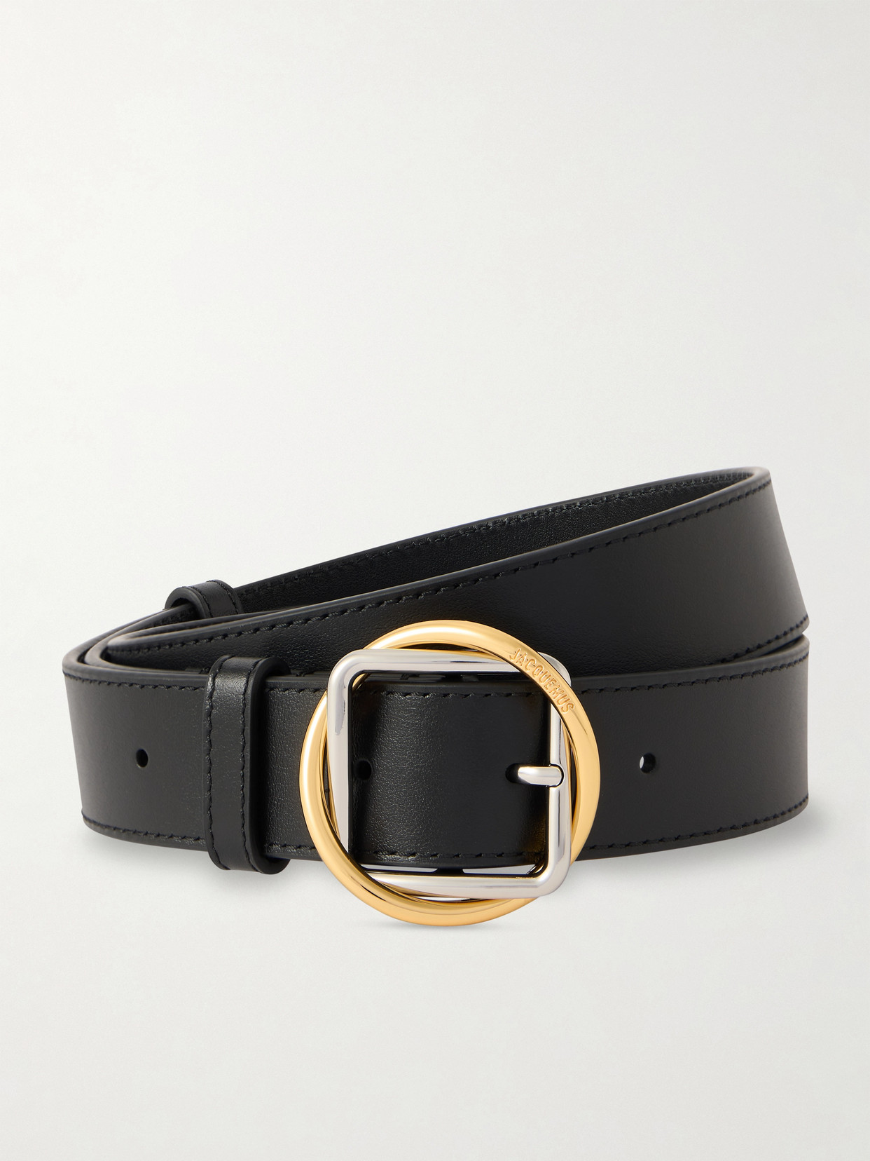 Jacquemus Salon Leather Belt In Black