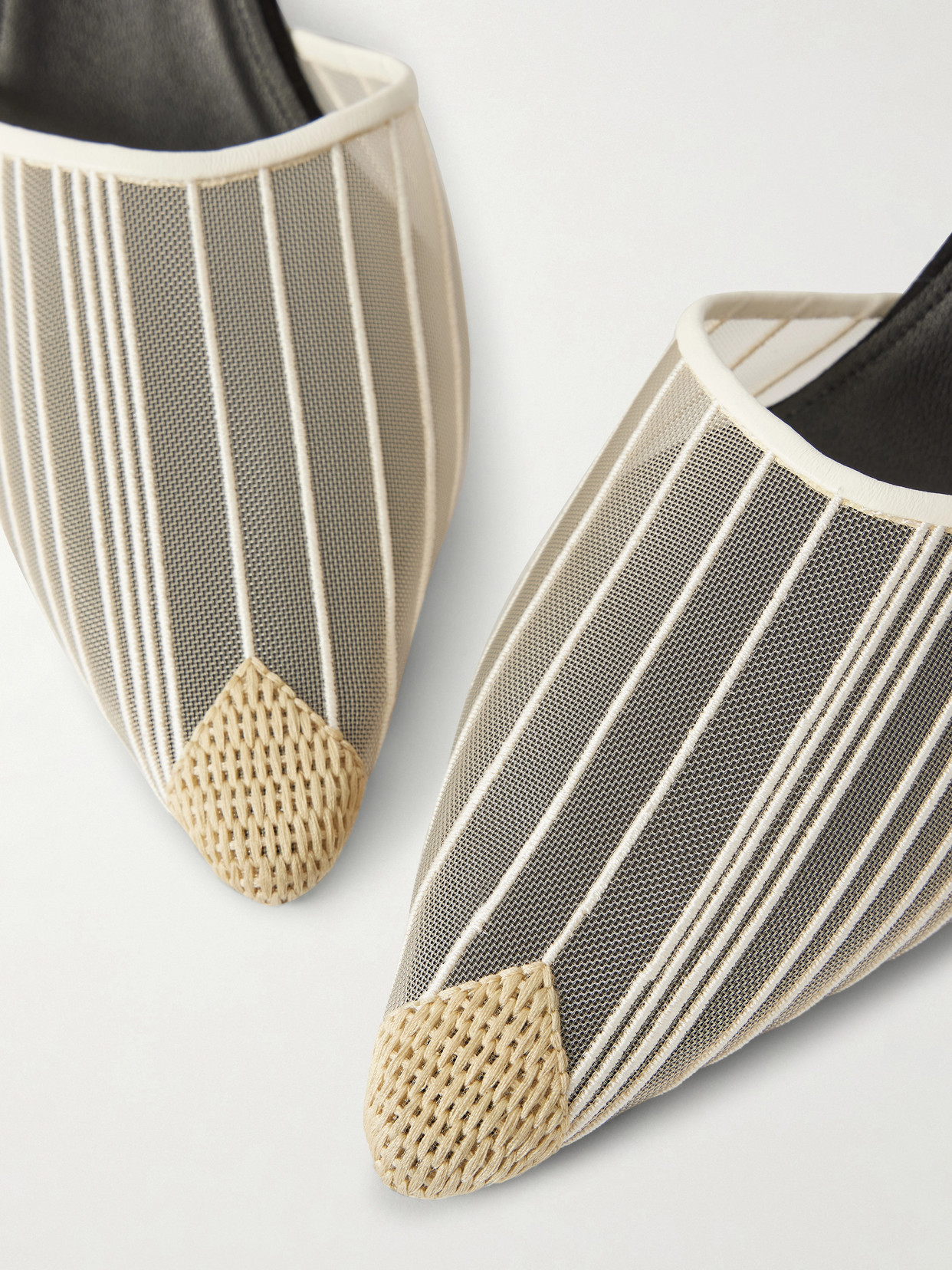 Les Espadrilles Grosgrain-Trimmed Mesh Wedge Pumps