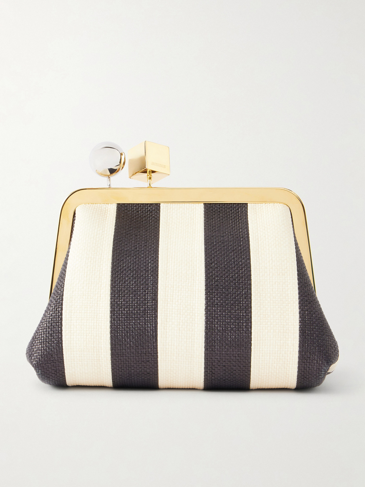 Jacquemus Le Berlingot Embellished Woven Clutch In Black