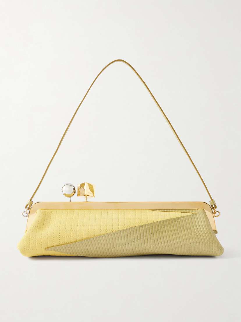 Jacquemus Salon Mais Suede And Patent-leather Clutch