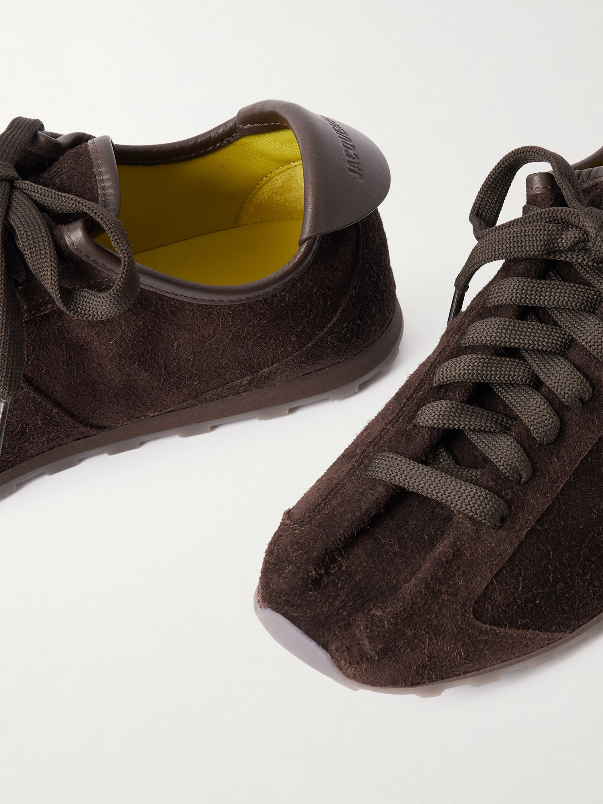 Jacquemus The Tennis Leather-trimmed Suede Sneakers In Brown