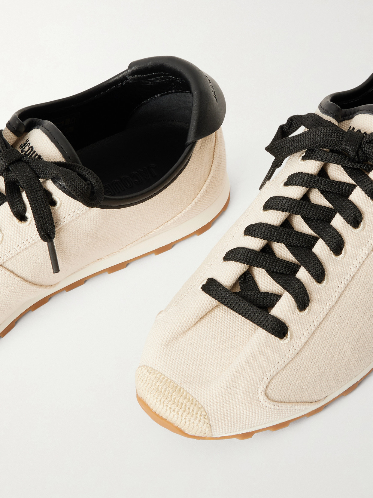 Jacquemus Les Tennis Leather-trimmed Canvas Sneakers In Neutral