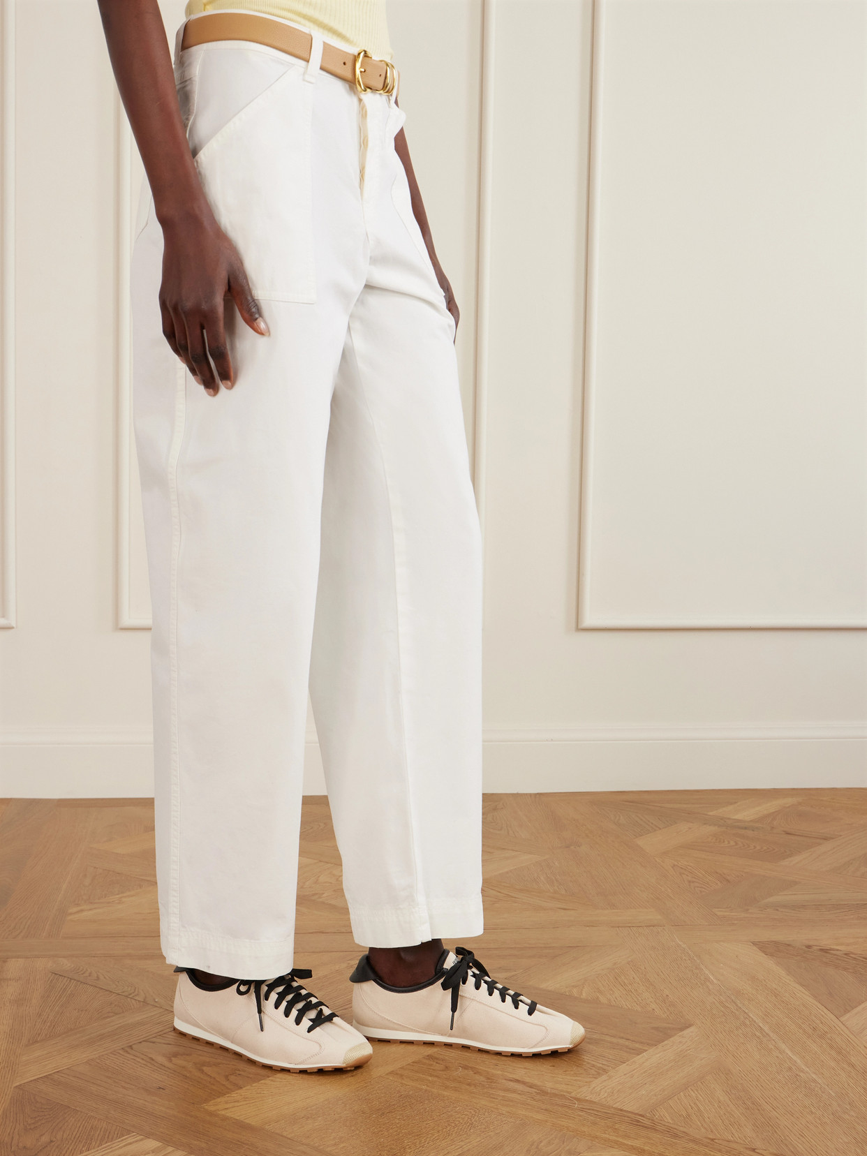 Jacquemus Les Tennis Leather-trimmed Canvas Sneakers In Neutral