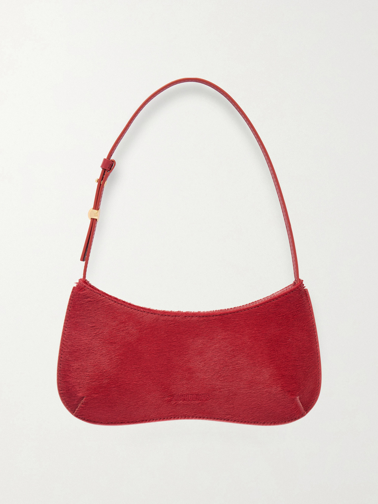 Jacquemus Le Bisou Embellished Leather-trimmed Calf Hair Shoulder Bag In Black