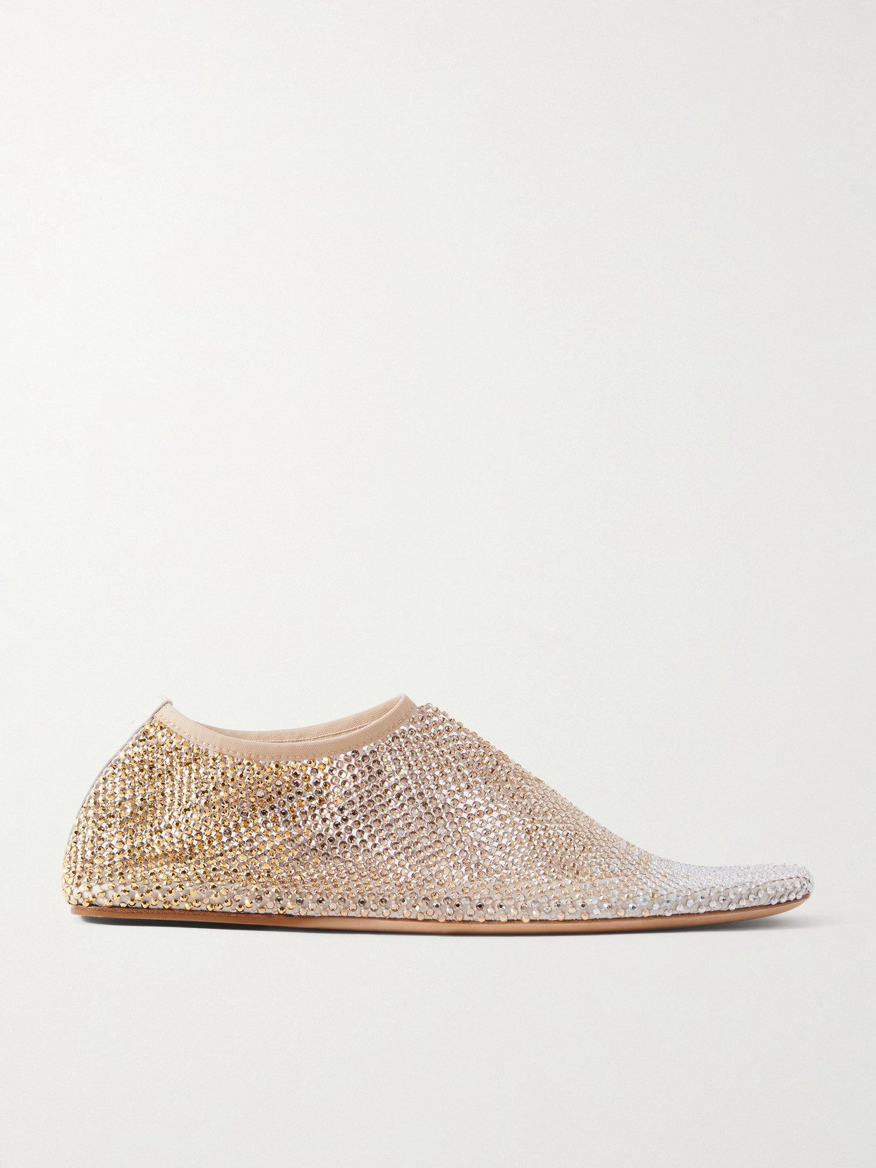 Christopher Esber Minette Ombré Crystal-embellished Mesh Ballet Flats In Gold
