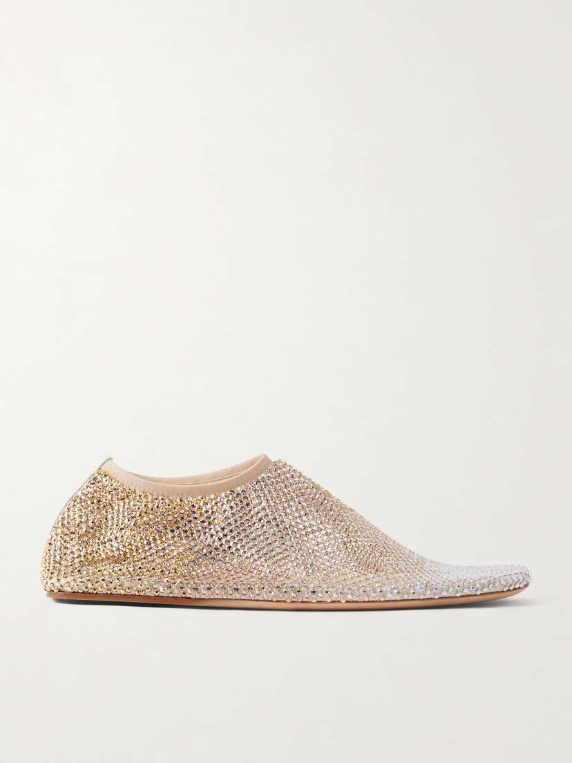 Christopher Esber Minette Ombré Crystal-embellished Mesh Ballet Flats