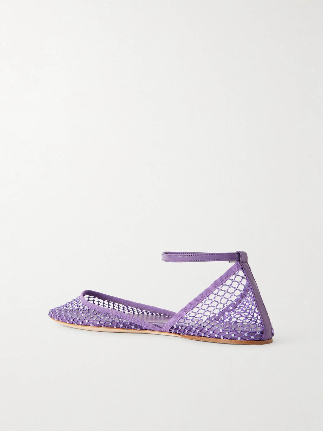 Minette Leather-Trimmed Crystal-Embellished Ballet Flats