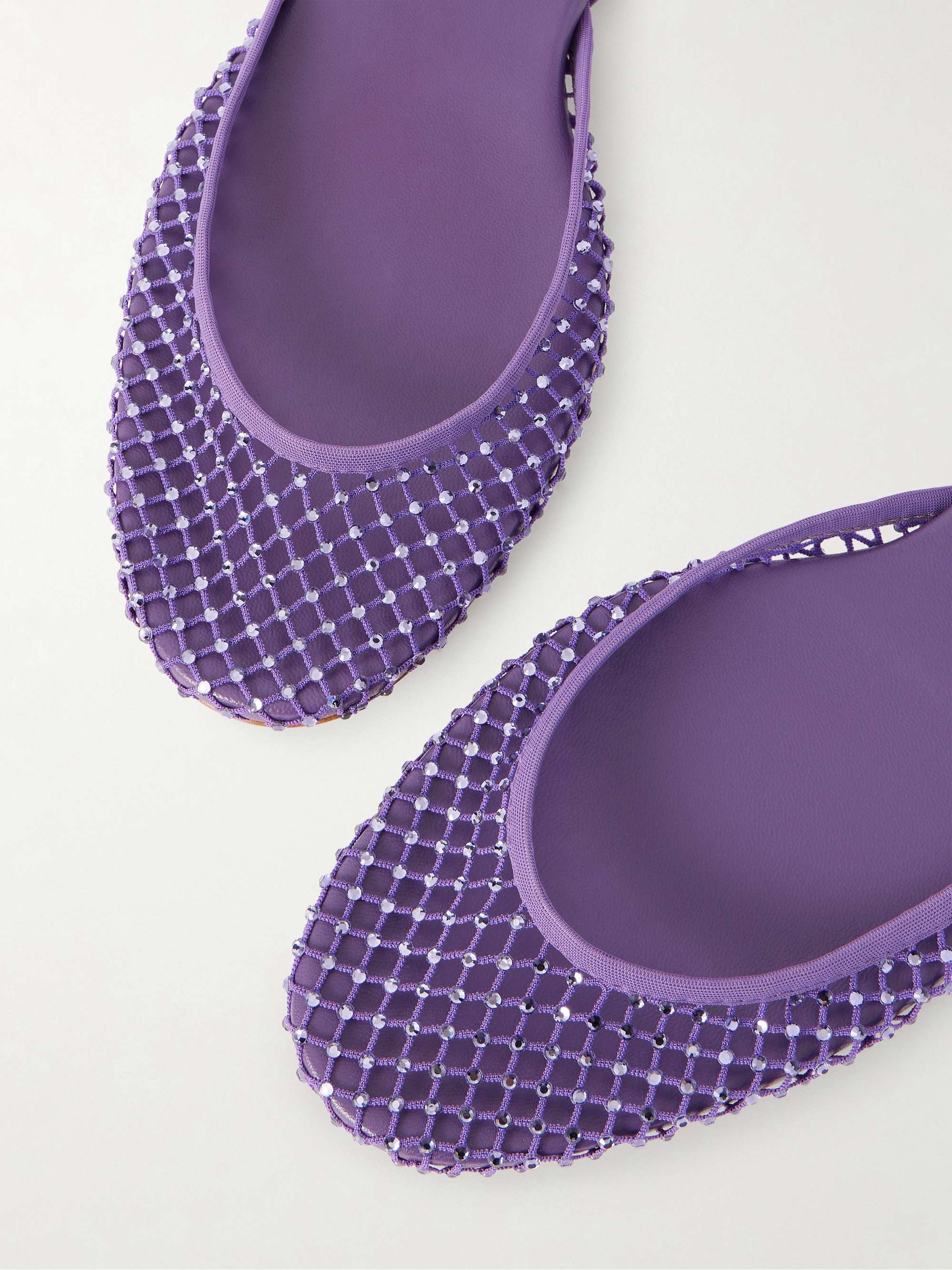 MIESROHEミースロエ　ＢＡＬＬＥＴ　ＦＬＡＴ　ＳＨＯＥＳ CHRISTOPHER ESBER Minette leather-trimmed crystal-embellished mesh