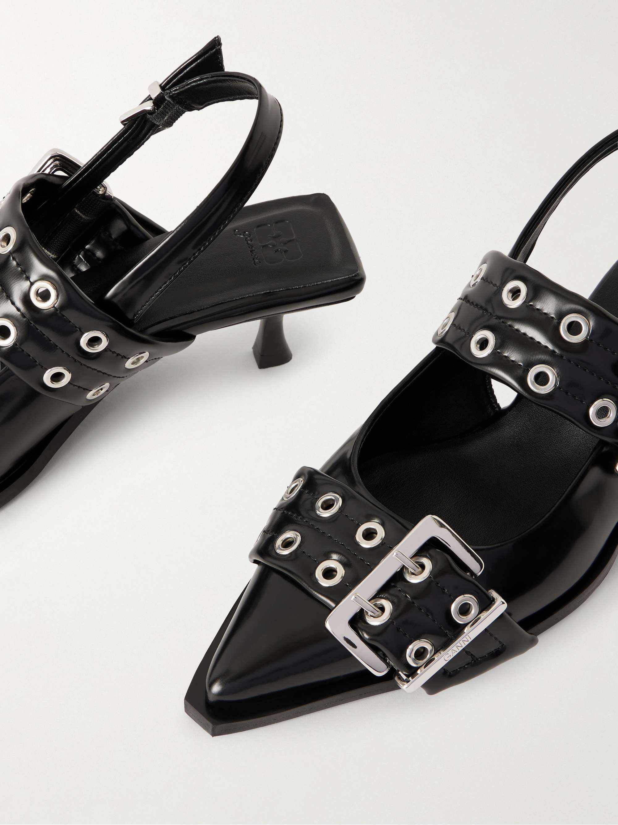 GANNI パンプス GANNI Feminine Buckle vegan slingback pumps | NET-A-PORTER