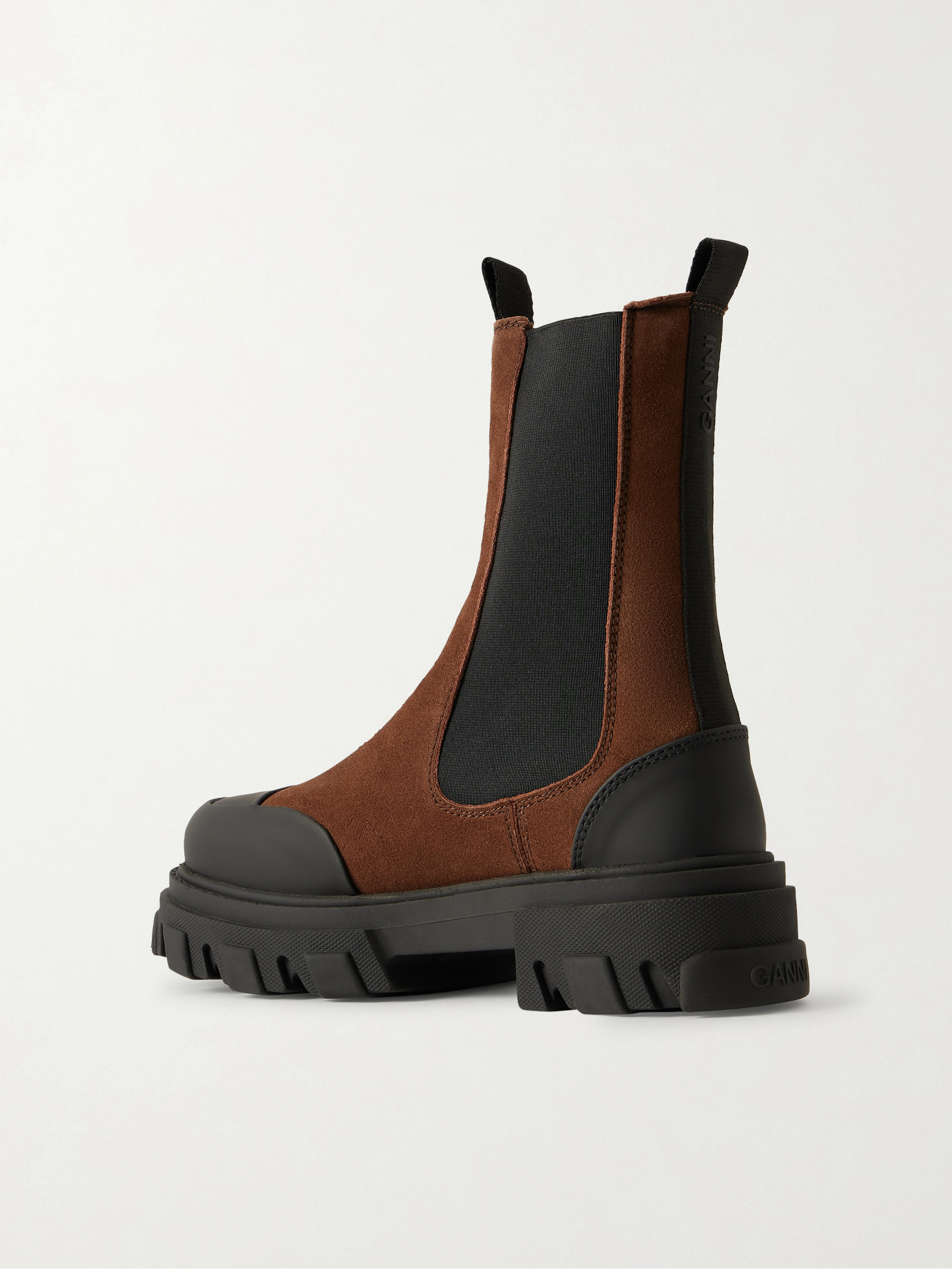 GANNI Rubber-trimmed recycled-suede Chelsea boots thumbnail