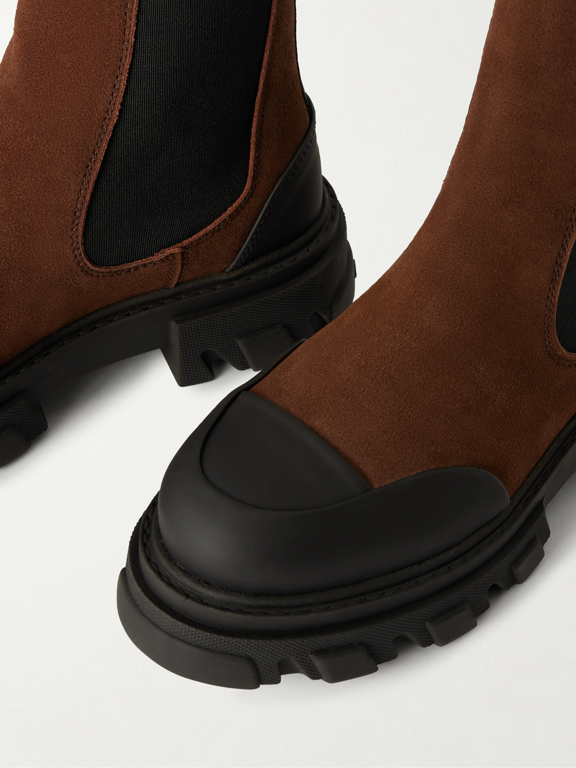 GANNI Rubber-trimmed recycled-suede Chelsea boots thumbnail