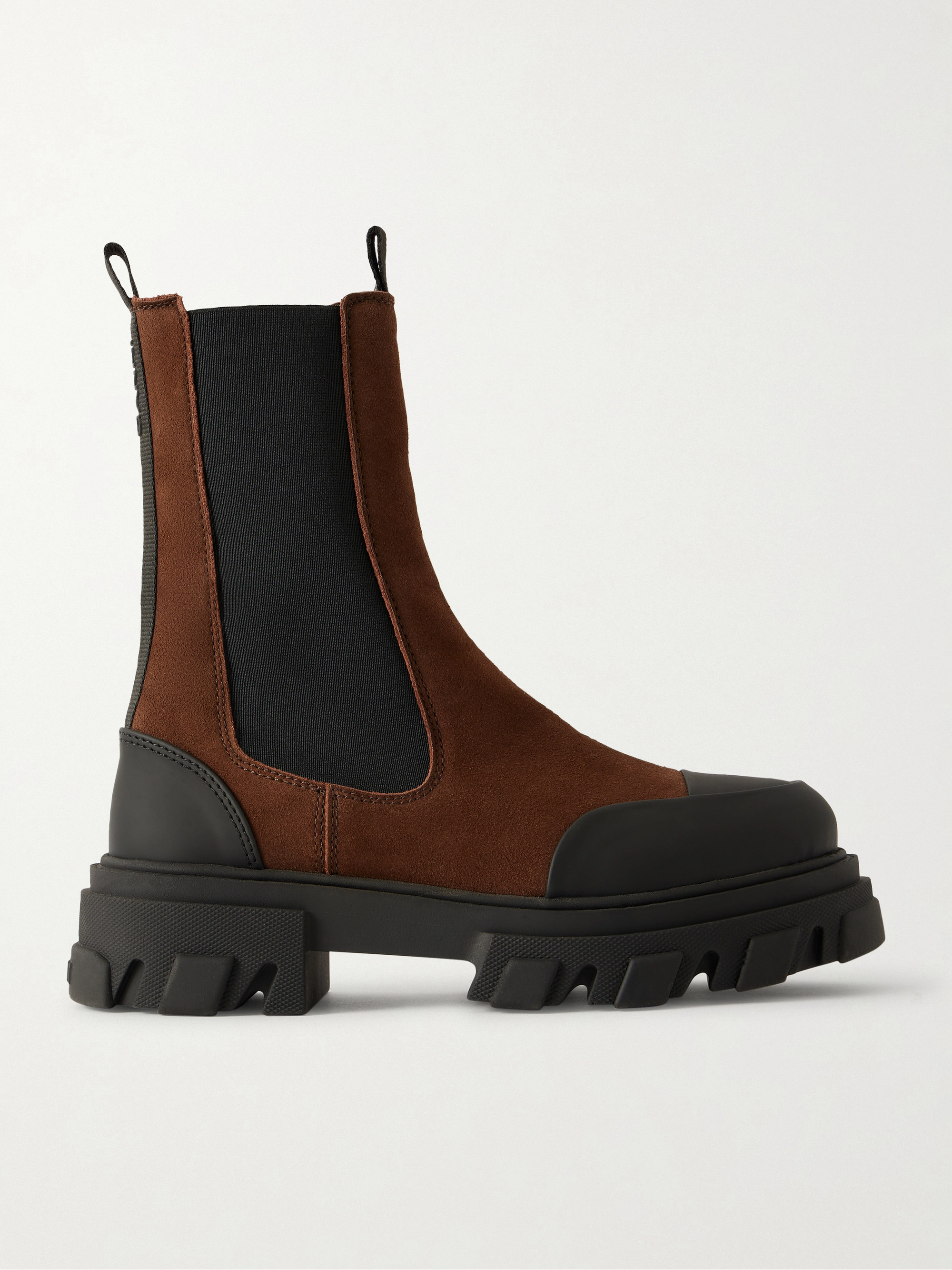 GANNI Rubber-trimmed recycled-suede Chelsea boots