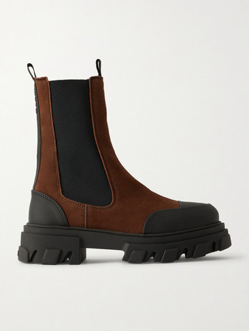 GANNI Rubber-trimmed recycled-suede Chelsea boots