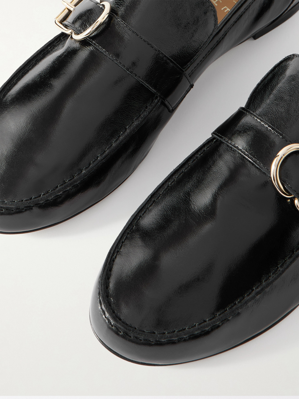 Jamie Haller Buckled Glossed-leather Loafers In Black