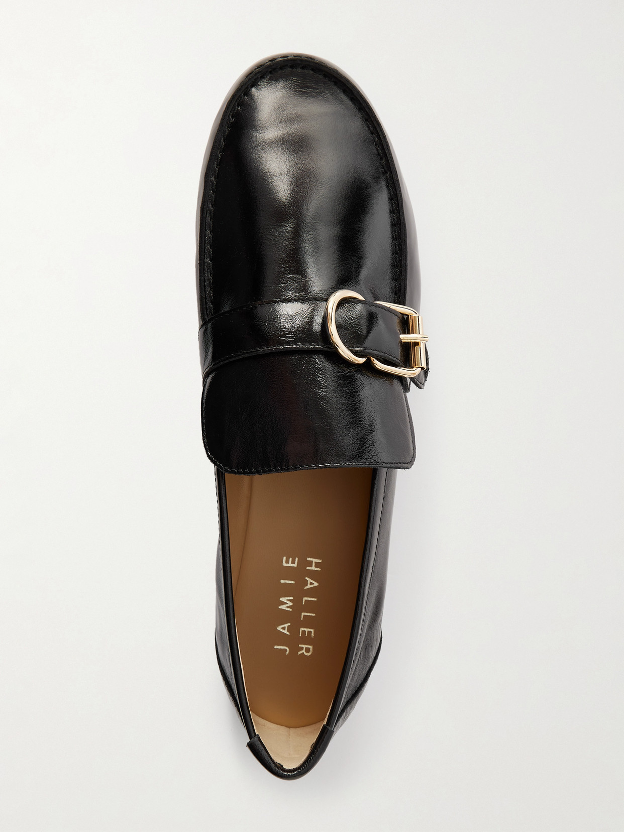 Jamie Haller Buckled Glossed-leather Loafers In Black