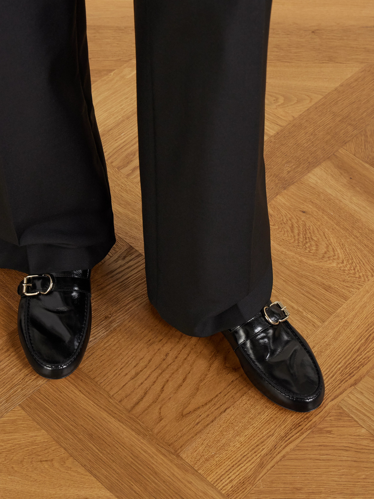 Jamie Haller Buckled Glossed-leather Loafers In Black