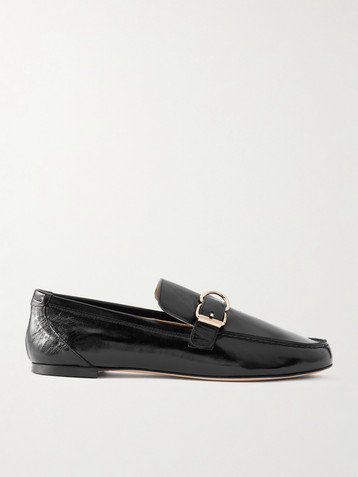 Jamie Haller Buckled glossed-leather loafers