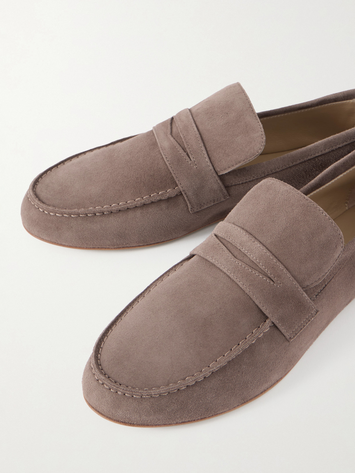 Jamie Haller Suede Penny Loafers In Brown