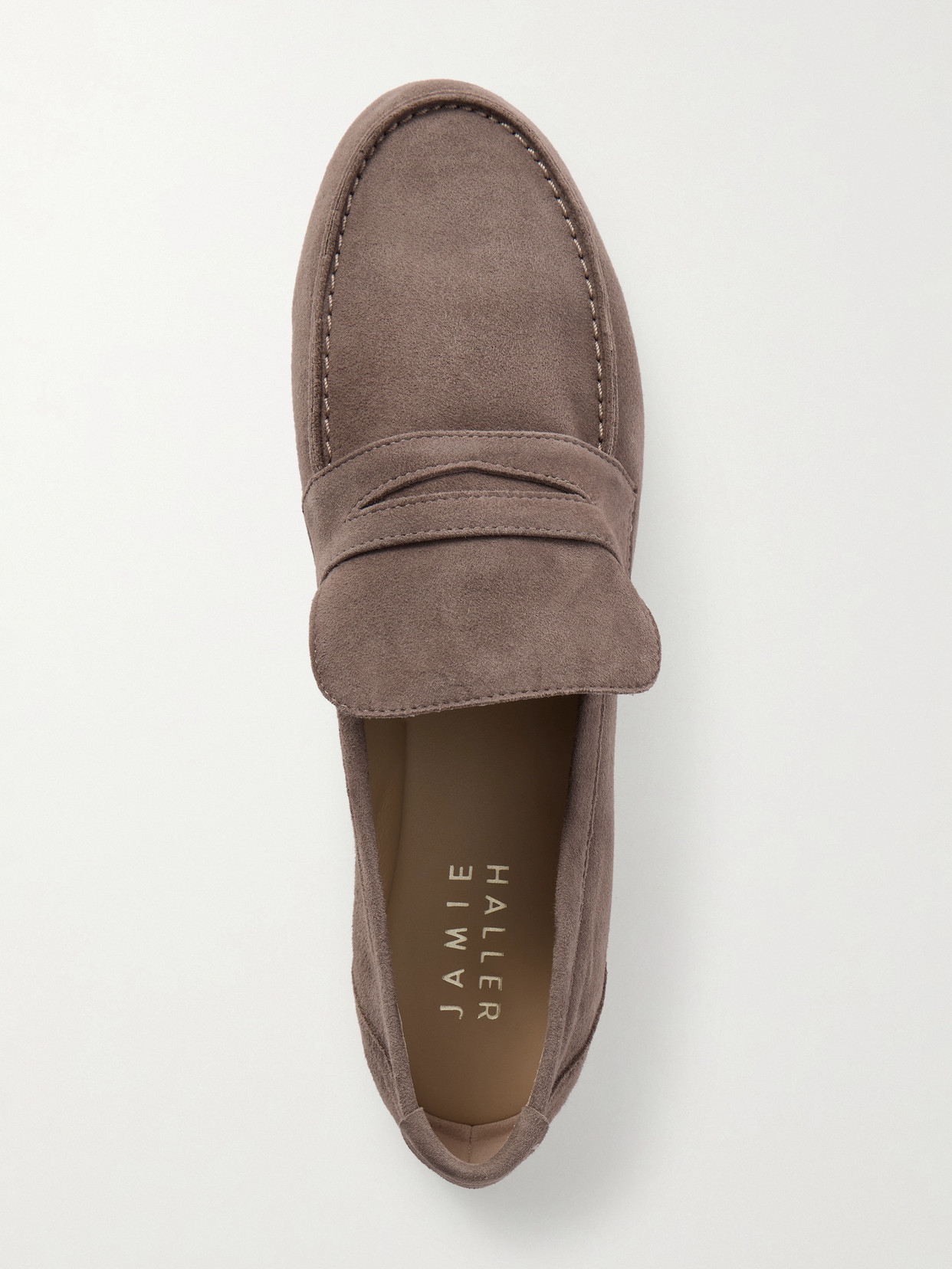 Jamie Haller Suede Penny Loafers In Brown