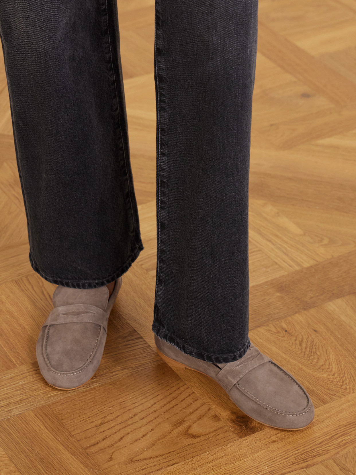 Jamie Haller Suede Penny Loafers In Brown