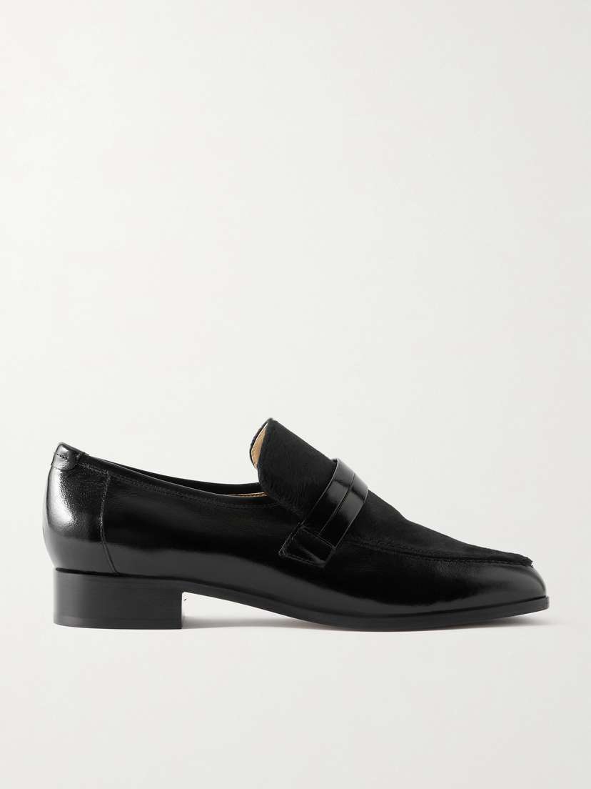 Jamie Haller Mod Calf Hair And Glossed-leather Loafers