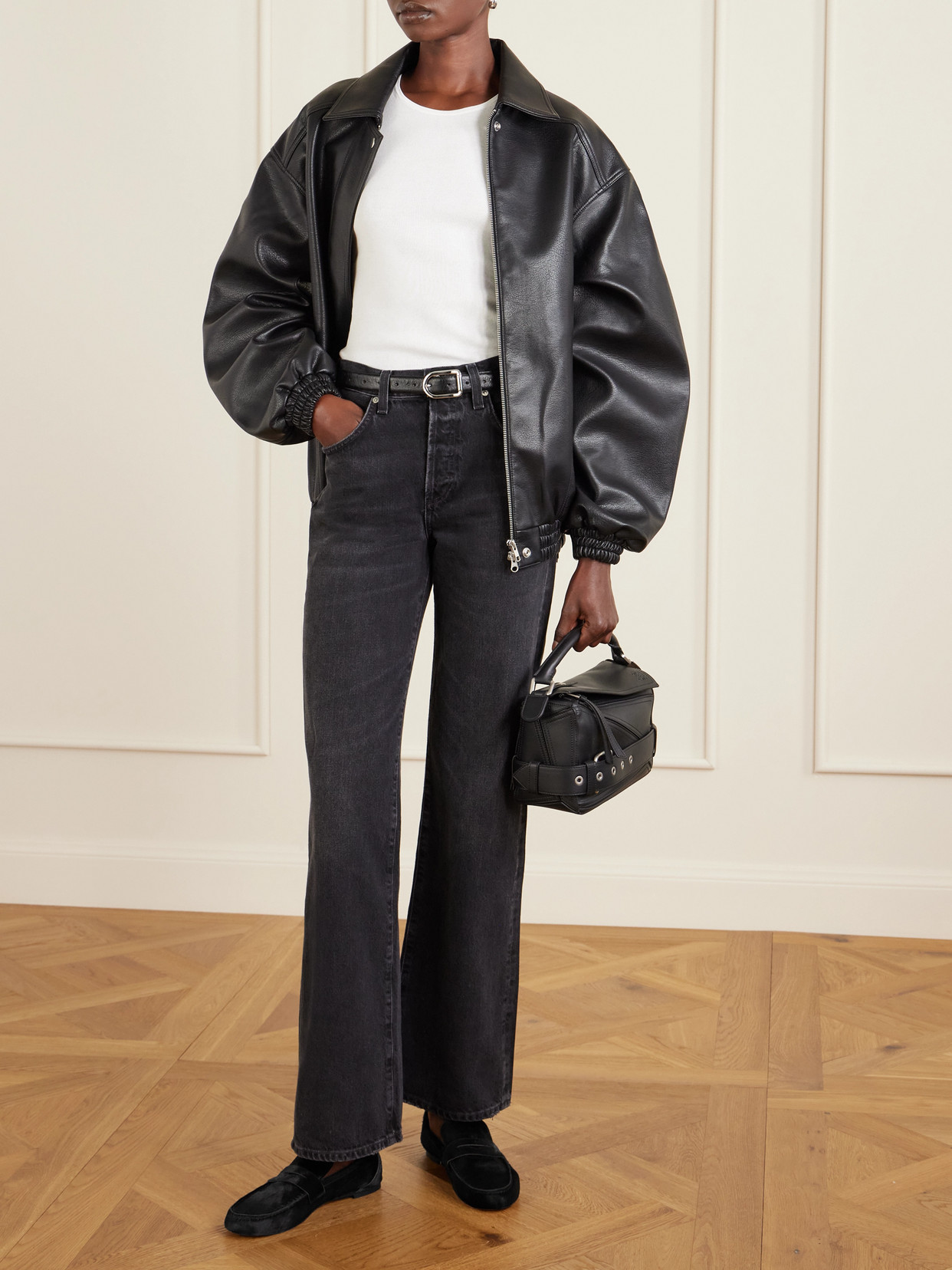 Jamie Haller Penny Calf Hair Loafers In Black