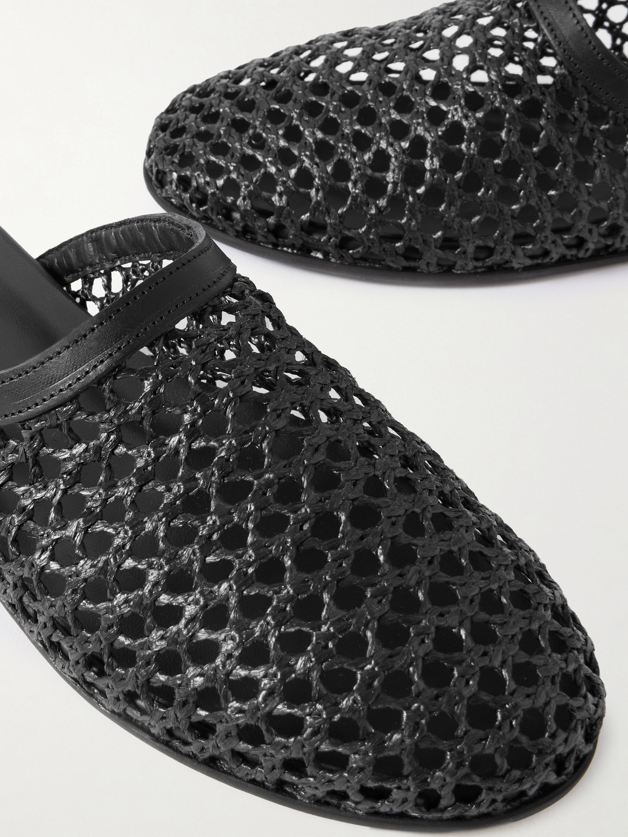 The Slipper Leather-Trimmed Mesh Slip-Ons