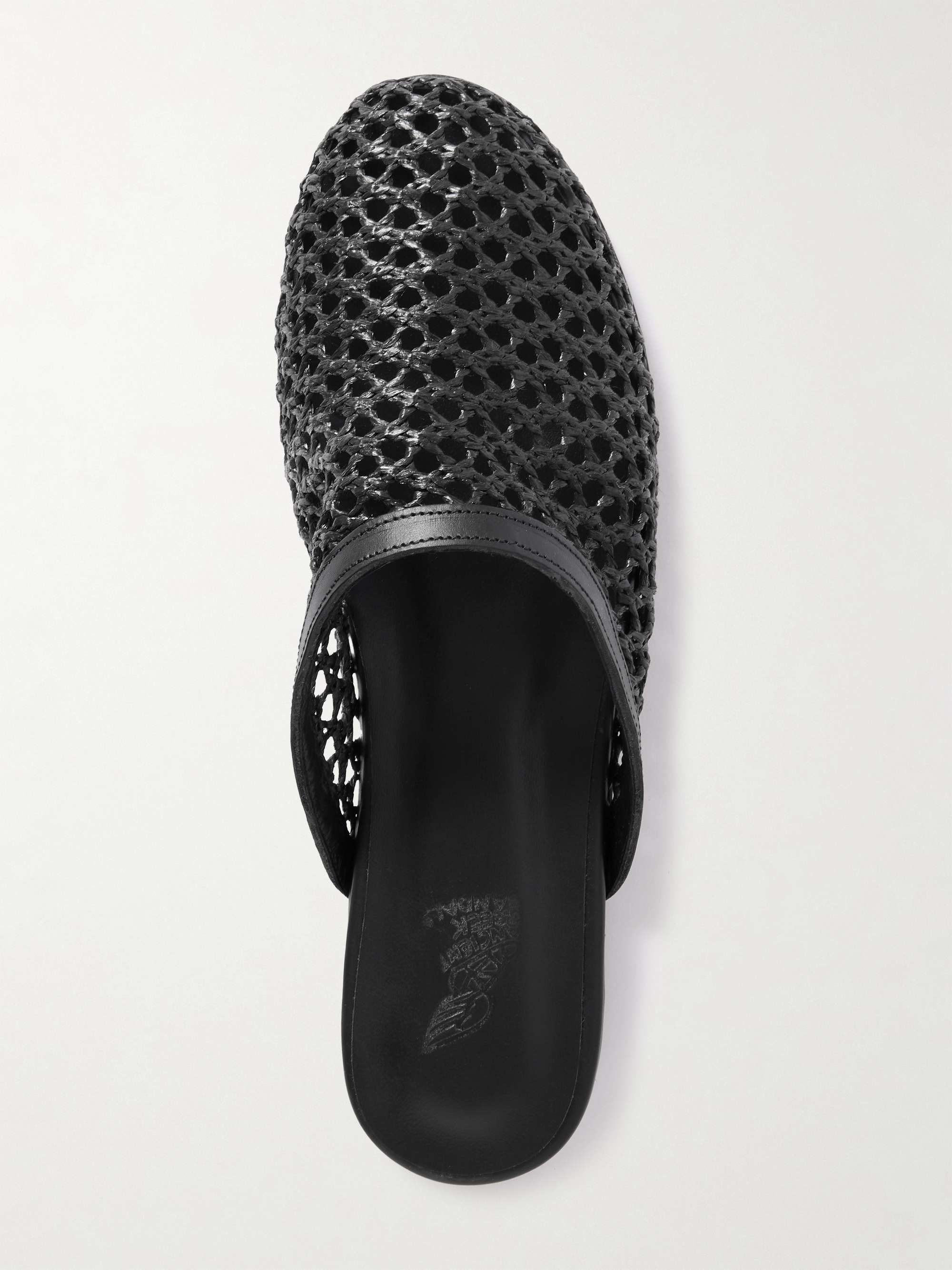 ANCIENT GREEK SANDALS The Slipper leather-trimmed mesh mules | NET