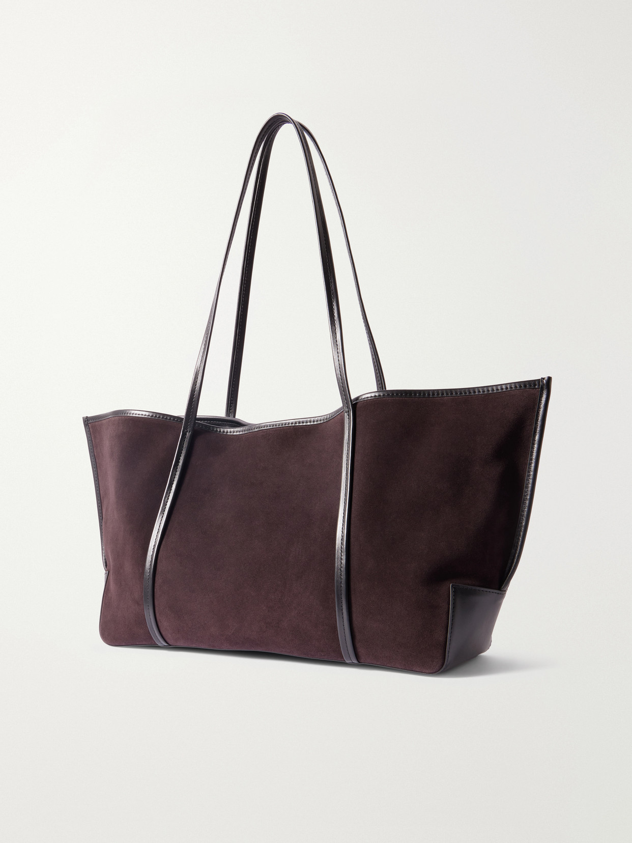 Bateau Leather-Trimmed Suede Tote