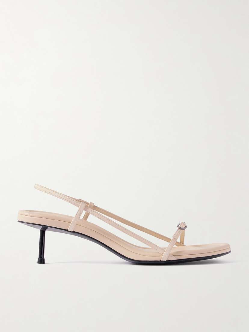 St. Agni Petit Belt Recycled-twill And Leather Slingback Sandals