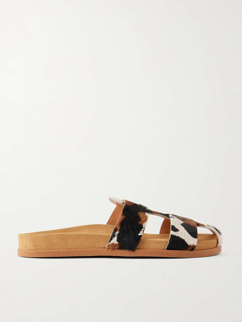 Ancient Greek Sandals Skafi Cow-print Calf Hair Sandals