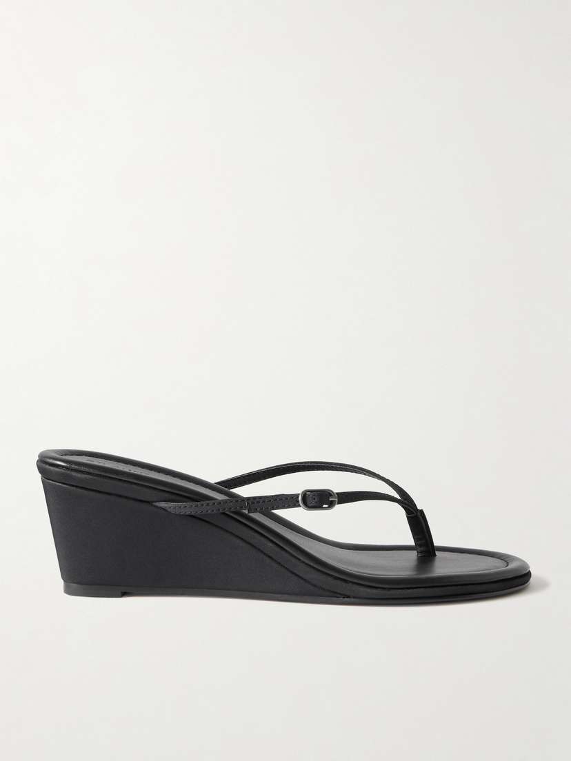 St. Agni Petit Belt Recycled-satin Wedge Sandals