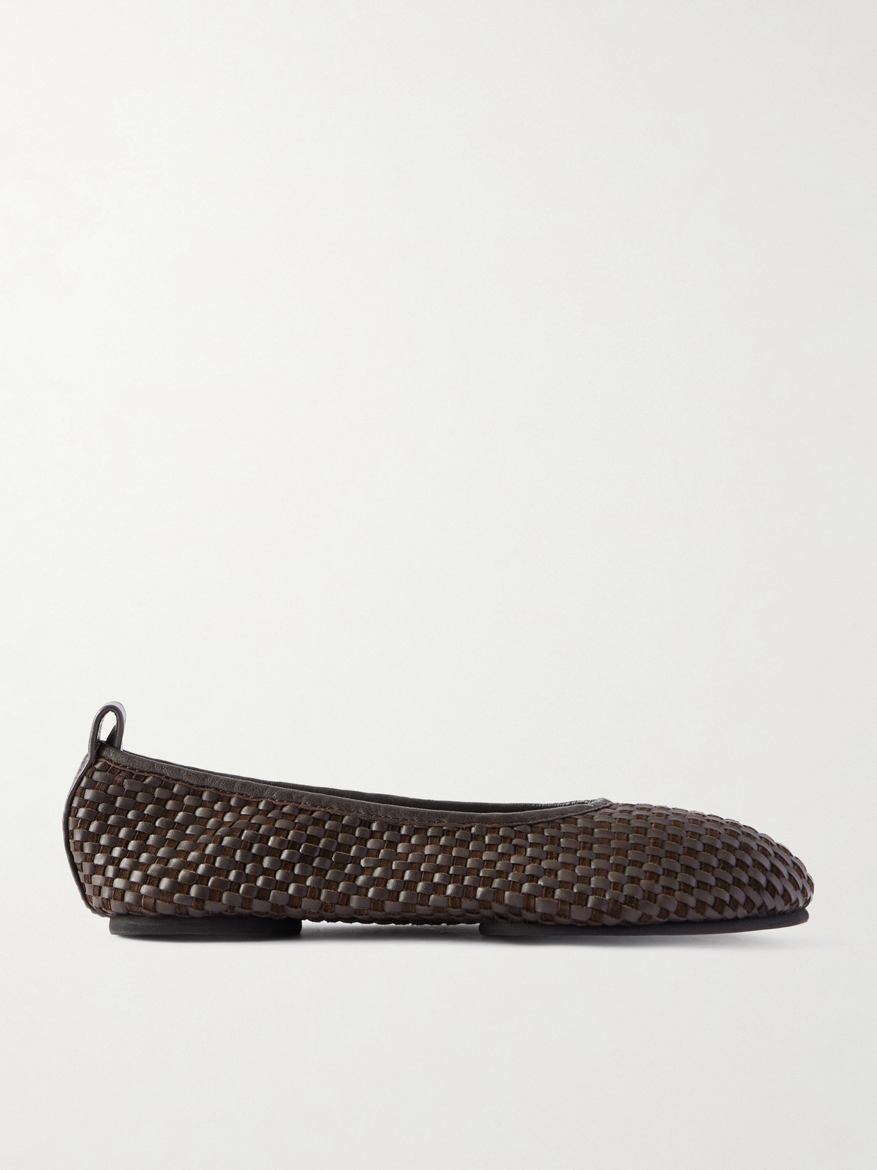 St Agni Lattice Woven Leather And Suede Ballet Flats In Brown