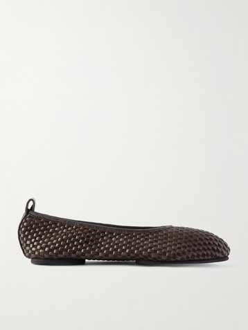 St. Agni Lattice woven leather and suede ballet flats