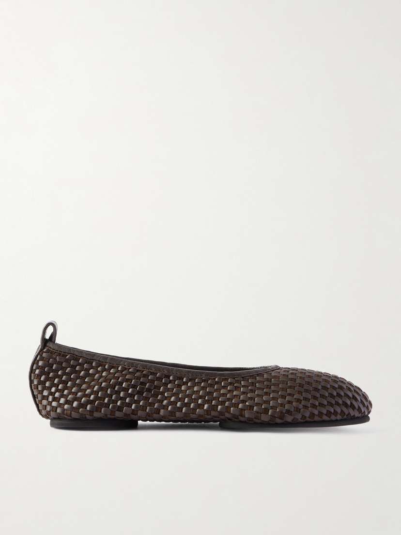 St. Agni Lattice Woven Leather And Suede Ballet Flats