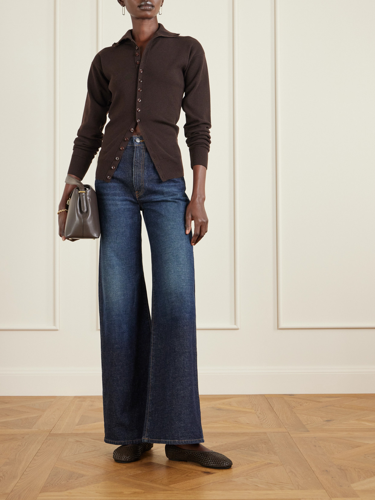 St Agni Lattice Woven Leather And Suede Ballet Flats In Brown