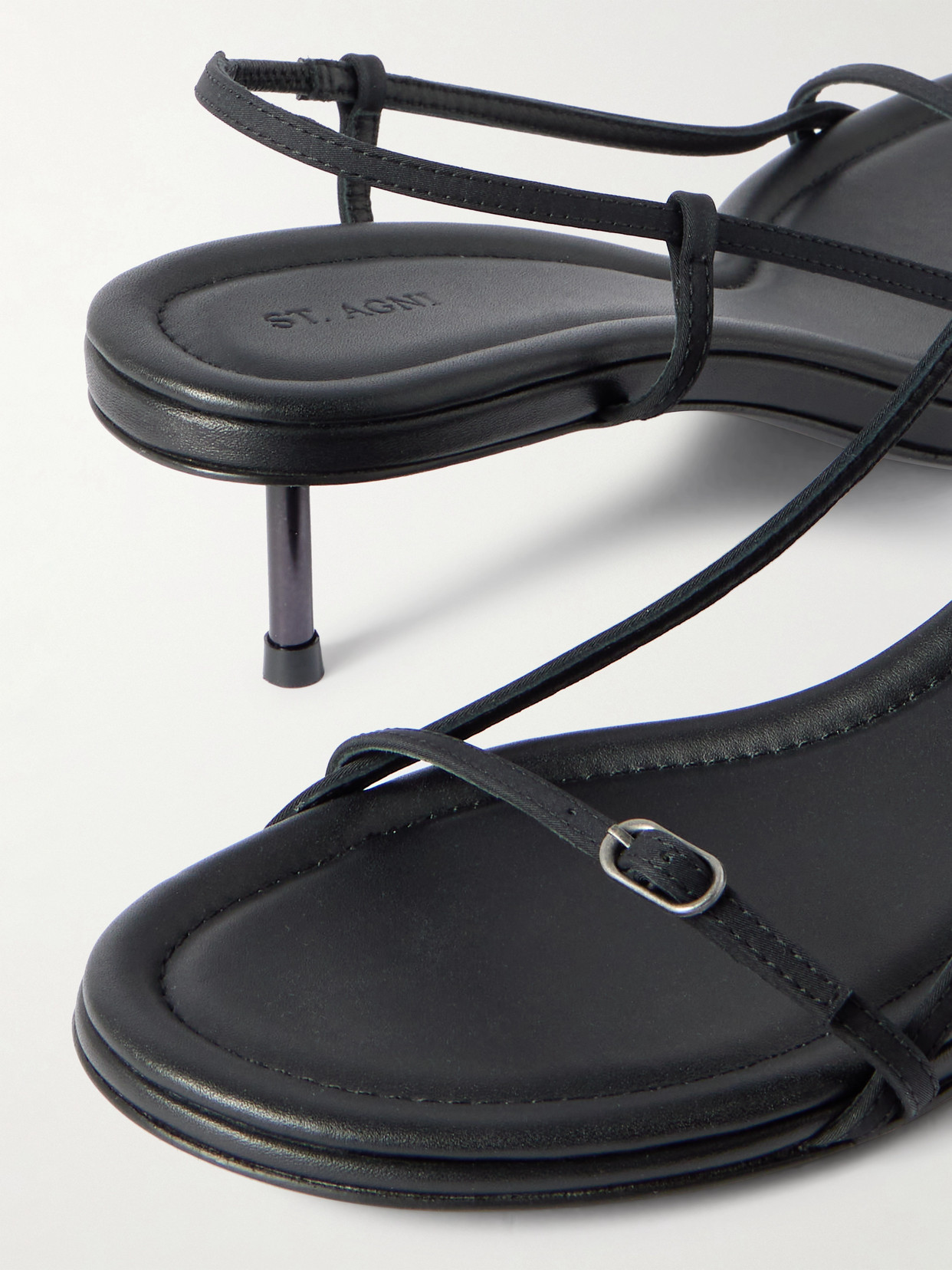 St Agni Petite Belt Leather Slingback Sandals In Black