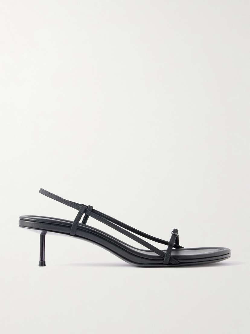St. Agni Petite Belt Recycled-twill And Leather Slingback Sandals