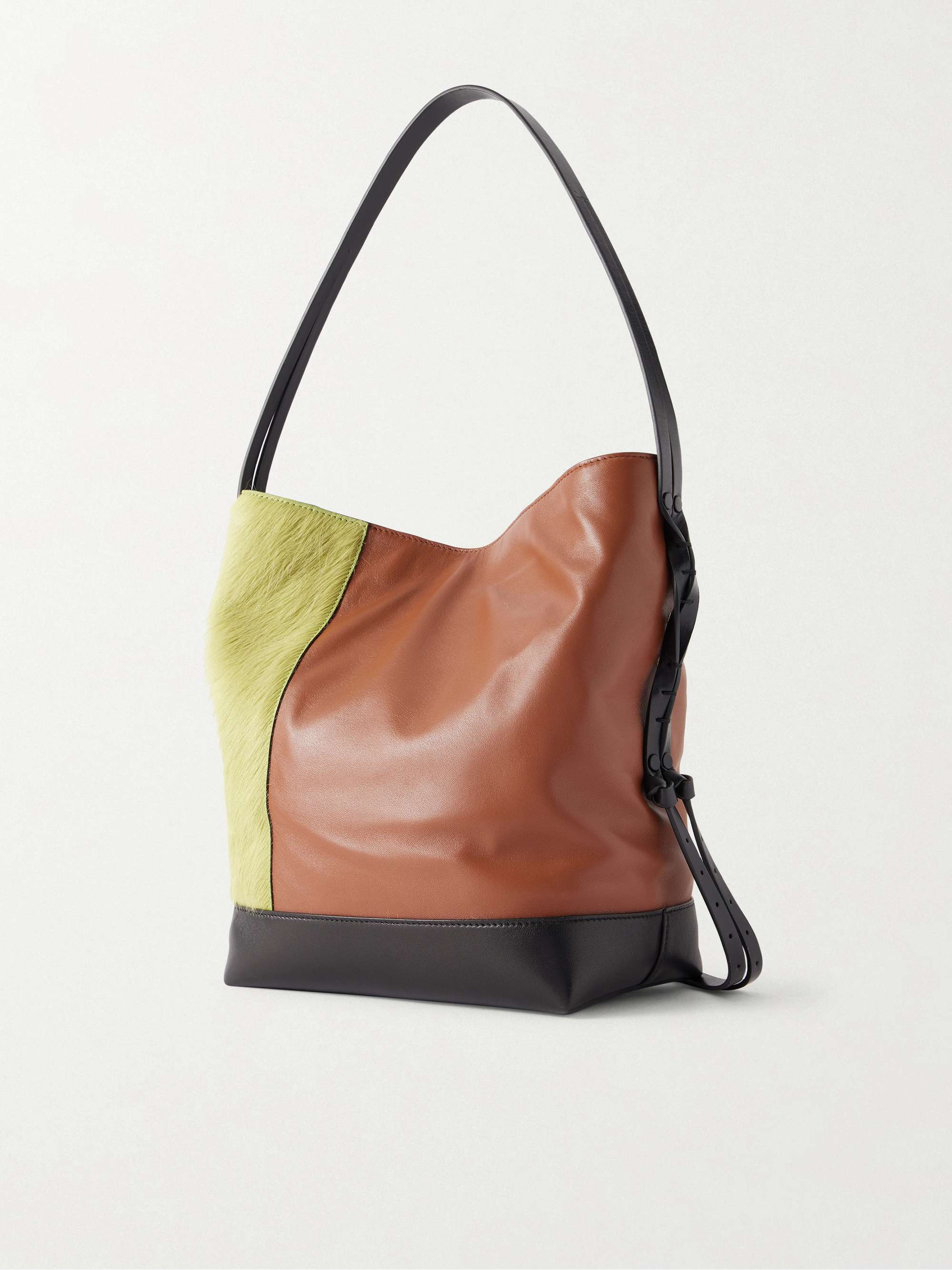 MARNI Pod 2.0 leather and calf hair shoulder bag | NET-A-PORTER